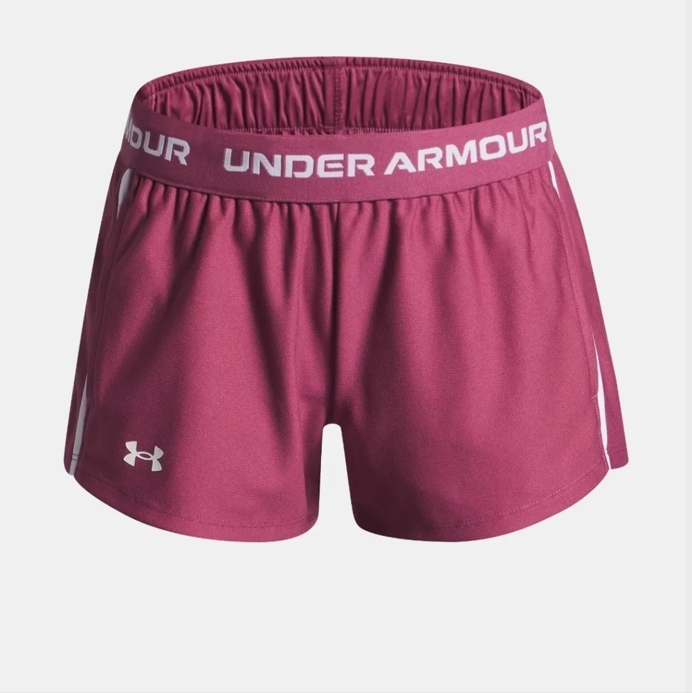 NWT Under Armour Girls Youth Shorts G Tech Play Up Burgundy Large